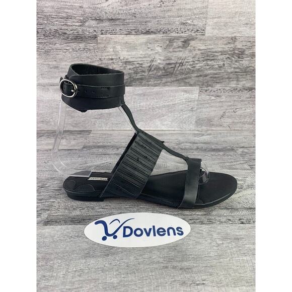 Leon Max Womens Black Leather Ankle Strap Sandals Size 6M - Picture 4 of 8